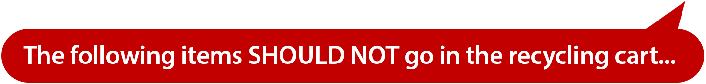 The following items SHOULD NOT go in the recycling cart...