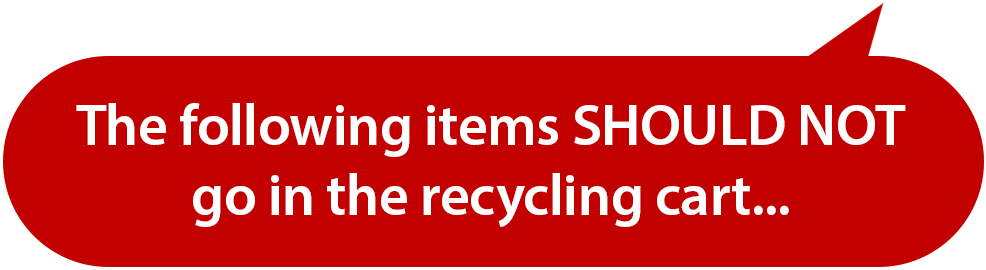 The following items SHOULD NOT go in the recycling cart...